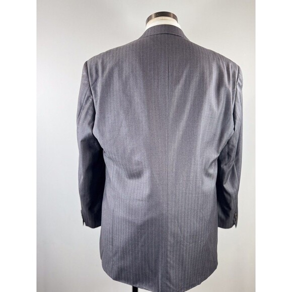Armani Collezioni Mens Blazer Gray Pinstriped Super 150s Wool Suit Jacket 44R - Picture 12 of 14